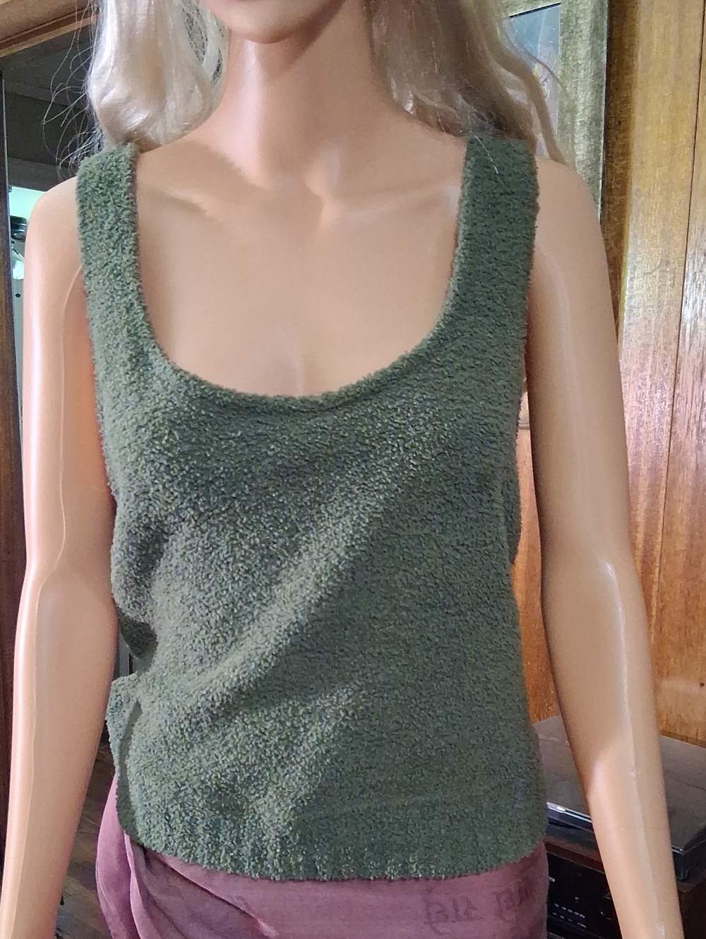 Champion Olive Green Textured Scoop Tank